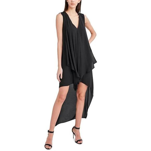 GIFT50 178$ BCBGMAXAZRIA Essential Day Asmerytitcal Hem Party Dress Size S Black - Picture 3 of 4